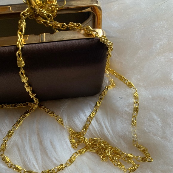 Sarina Brown Satin Clutch - Picture 5 of 10
